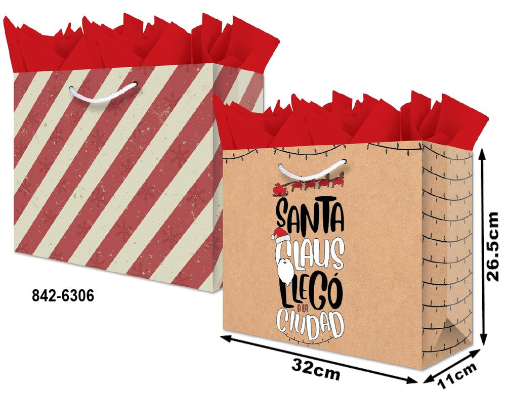 Bolsa p/Regalo Navidad Santa Llegó Grand Boutique 32×26½+11 granmark® 842-6306/6 Pieza 751214671257