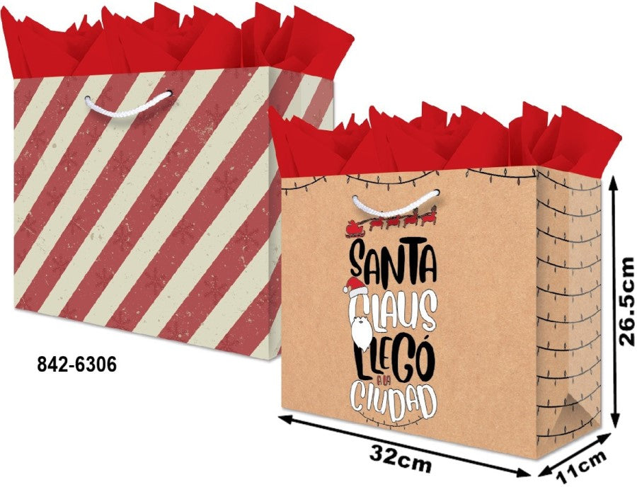 Bolsa p/Regalo Navidad Santa Llegó Grand Boutique 32×26½+11 granmark® 842-6306/6 Pieza 751214671257