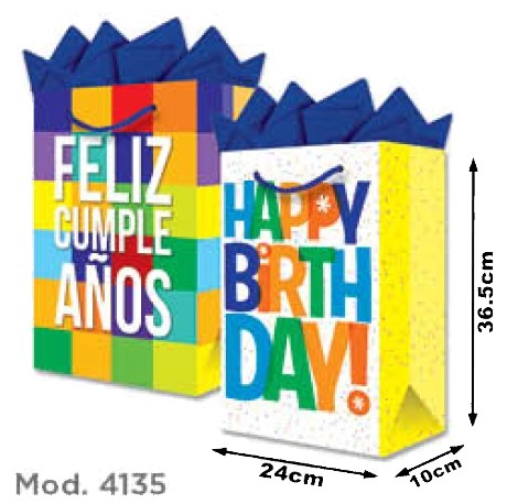 Bolsa p/RegaloTodaOcasión Feliz Cumpleaños Mosaicos Grand 24×36½+10 granmark® 845-4135/6 Pieza 75121