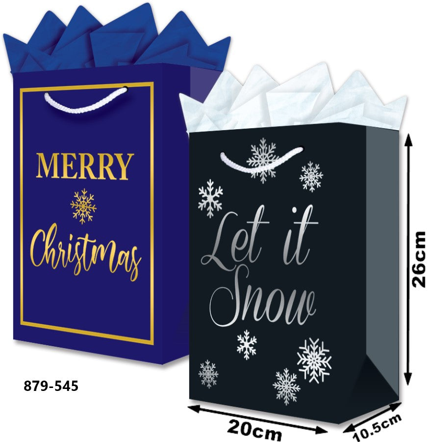 Bolsa p/Regalo Navidad Merry Christmas Foil Media con Aplicación 20×26+10½ granmark® 879-545/6 Pieza