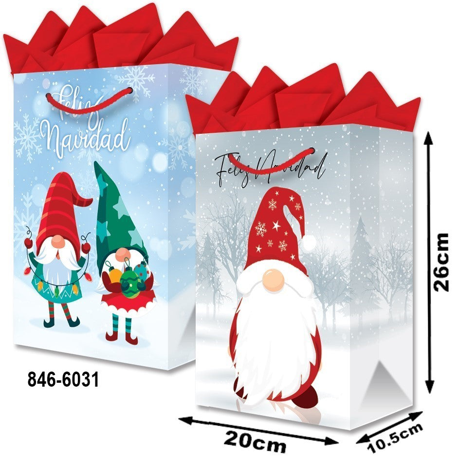 Bolsa p/Regalo Navidad Gnomos Feliz Navidad Media 20×26+10½ granmark® 846-6031/6 Pieza 751214661029