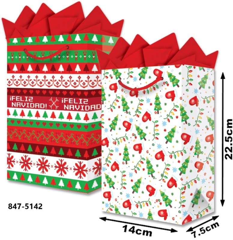 Bolsa p/Regalo Navidad Figuras Navidad Chica 14×22½+7½ granmark® 847-5142/6 Pieza 751214628909 01