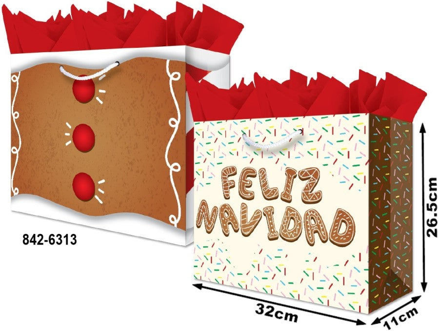 Bolsa p/Regalo Navidad Feliz Navidad Grand Boutique 32×26½+11 granmark® 842-6313/6 Pieza 75121467139