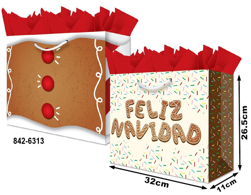 Bolsa p/Regalo Navidad Feliz Navidad Grand Boutique 32×26½+11 granmark® 842-6313/6 Pieza 75121467139