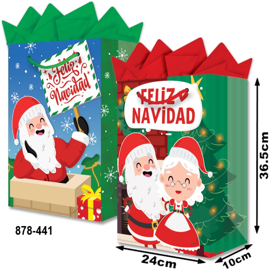 Bolsa p/Regalo Navidad Santa Foil Grand con Aplicación 24×36½+10 granmark® 878-441/6 Pieza 751214645