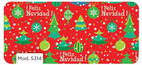 Papel p/Regalo Navidad Pinos Esferas Fondo Rojo 70×51.3cm granmark® 930-5314 Hoja 751214150110 01