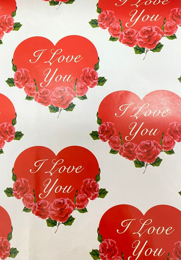 Papel Regalo San Valentin I love you con rosas c/25 50×70cm granmark® 1329 Paquete