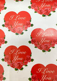 Papel Regalo San Valentin I love you con rosas c/25 50×70cm granmark® 1329 Paquete