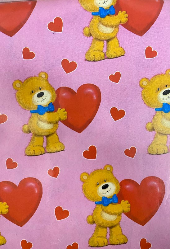 Papel Regalo San Valentin Oso fondo rosa c/25 50×70cm granmark® 1129 [Paquete]
