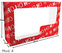 Caja Cartón Lunch Navidad Ho ho! Rojo c/ventana 16×25×7cm granmark® 508/4 Pieza 751214902252 01