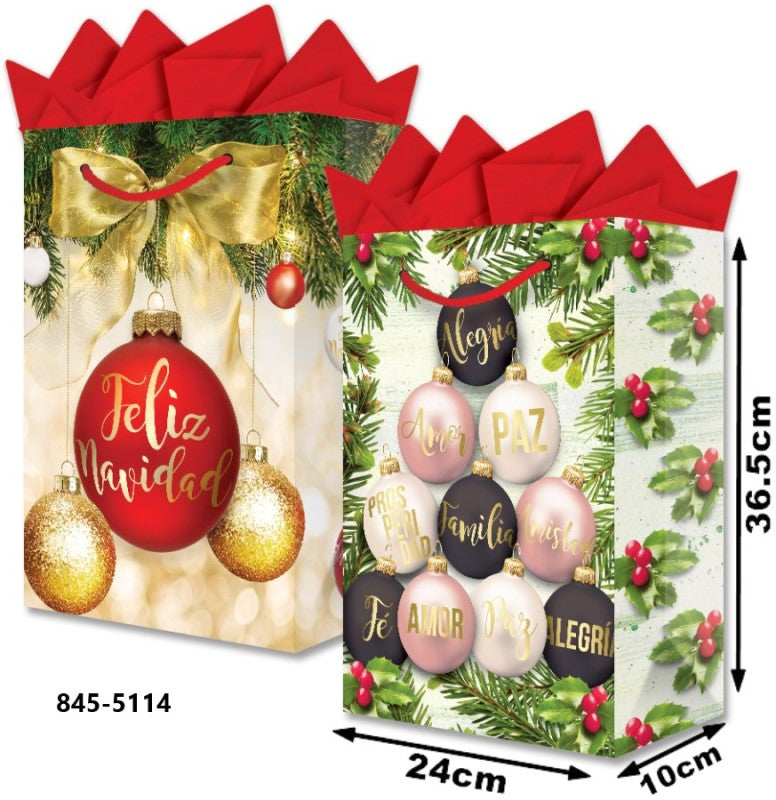 Bolsa p/Regalo Navidad Esfera Mate Glitter Grand 24×36½+10 granmark® 845-5114/6 Pieza 751214627841 0