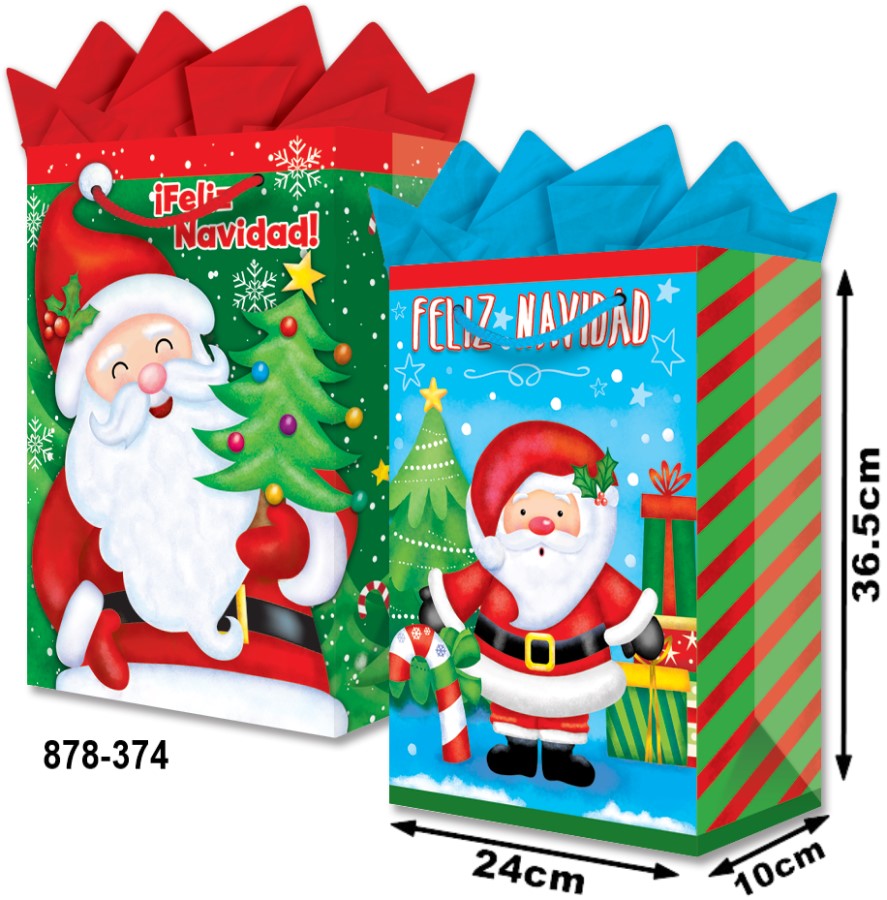 Bolsa p/Regalo Navidad Santa Glitter Grand con Aplicación 24×36½+10 granmark® 878-374/6 Pieza 751214
