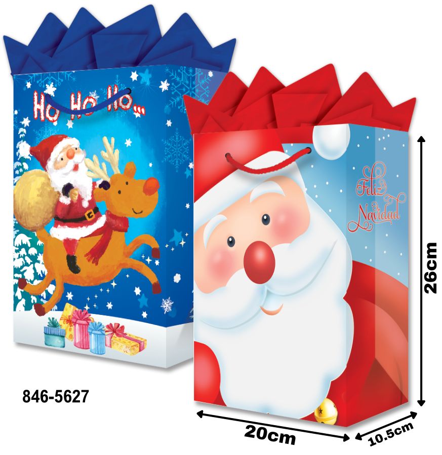 Bolsa p/Regalo Navidad Santa - Reno HoHoHo! Media 20×26+10½ granmark® 846-5627/6 Pieza 751214645234