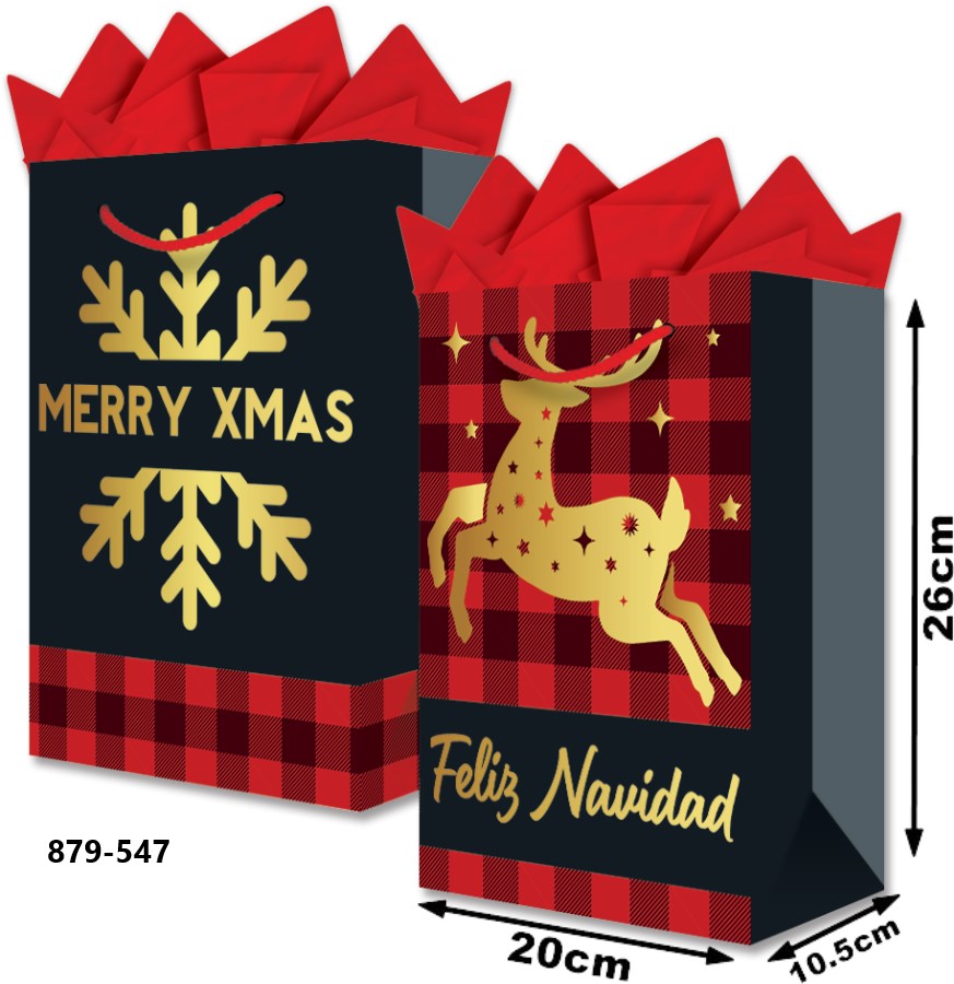 Bolsa p/Regalo Navidad Lumberjack Foil Media con Aplicación 20×26+10½ granmark® 879-547/6 Pieza 7512