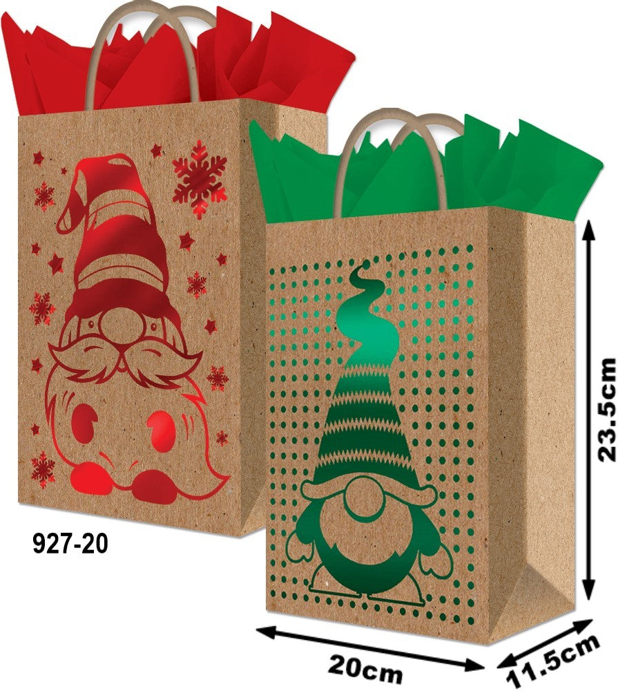 Bolsa p/Regalo Navidad Foil Gnomos Media Kraft 20×23½+11½ granmark® 926-20/6 Pieza 751214665782 01