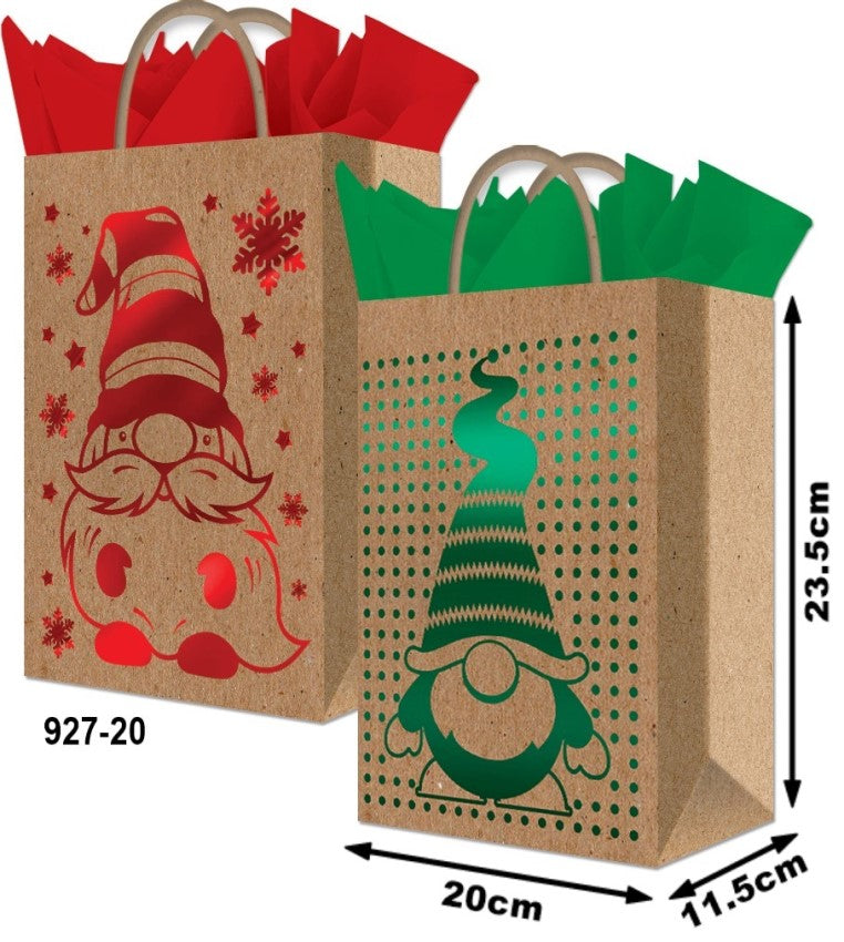Bolsa p/Regalo Navidad Foil Gnomos Media Kraft 20×23½+11½ granmark® 926-20/6 Pieza 751214665782 01