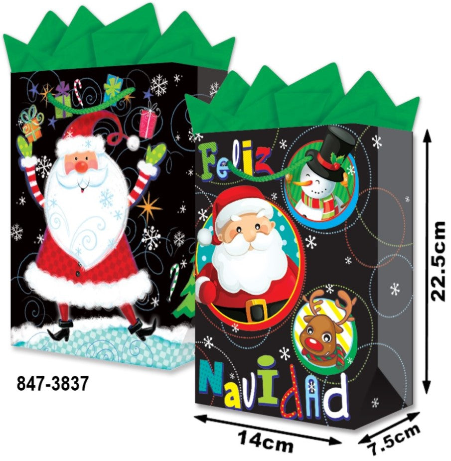 Bolsa p/Regalo Navidad Santa Neón Chica 14×22½+7½ granmark® 847-3837/6 Pieza 751214475862 01