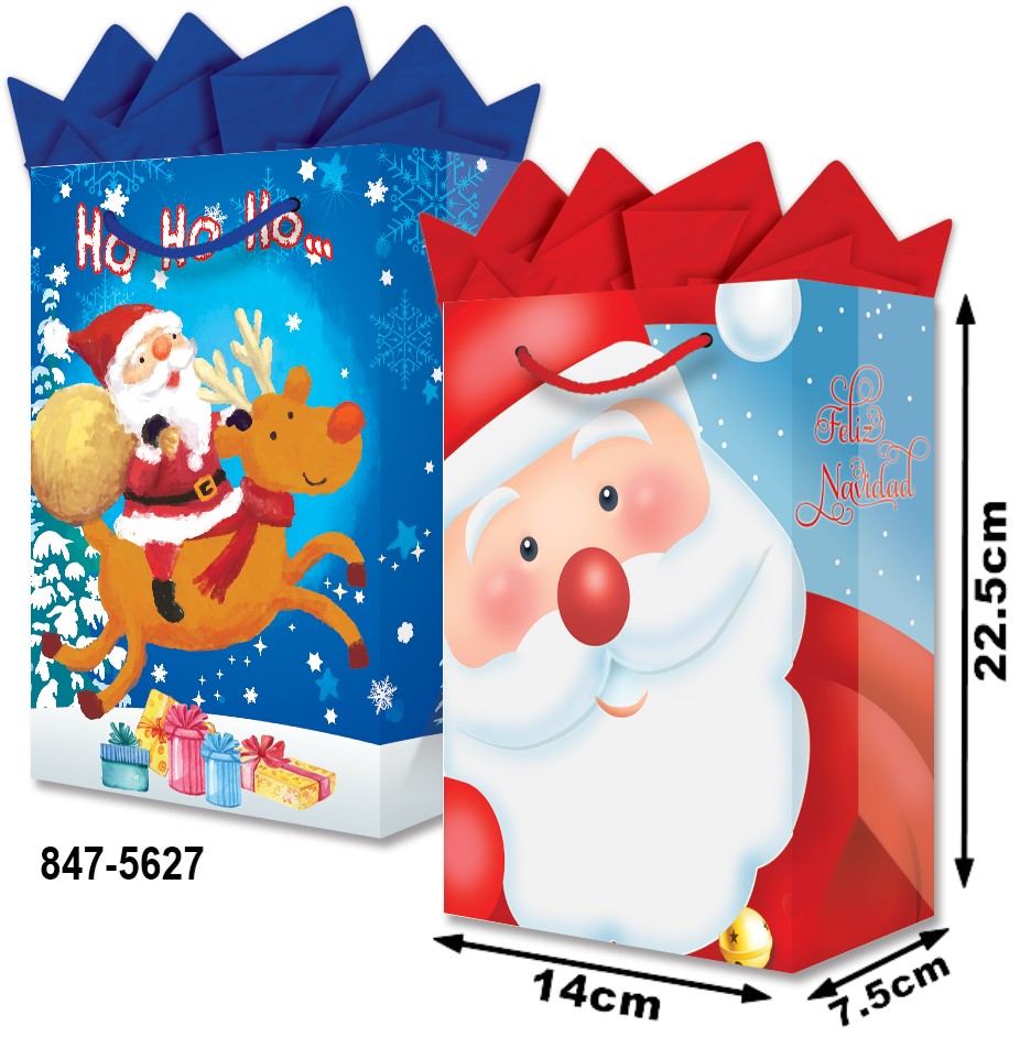 Bolsa p/Regalo Navidad Santa - Reno HoHoHo! Chica 14×22½+7½ granmark® 847-5627/6 Pieza 751214645241