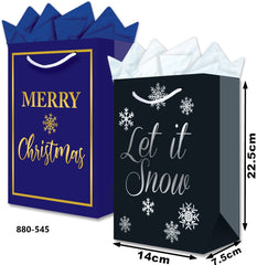 Bolsa p/Regalo Navidad Merry Christmas Foil Chica con Aplicación 14×22½+7½ granmark® 880-545/6 Pieza