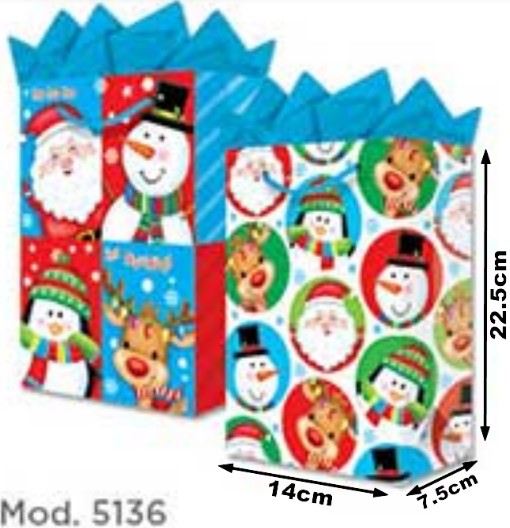 Bolsa p/Regalo Navidad Motivos Navideños Chica 14×22½+7½ granmark® 847-5136/6 Pieza 751214628664 01