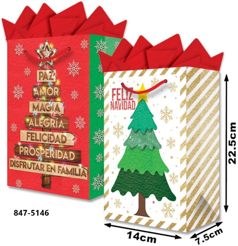 Bolsa p/Regalo Navidad Pinos Chica 14×22½+7½ granmark® 847-5146/6 Pieza 751214629081 01