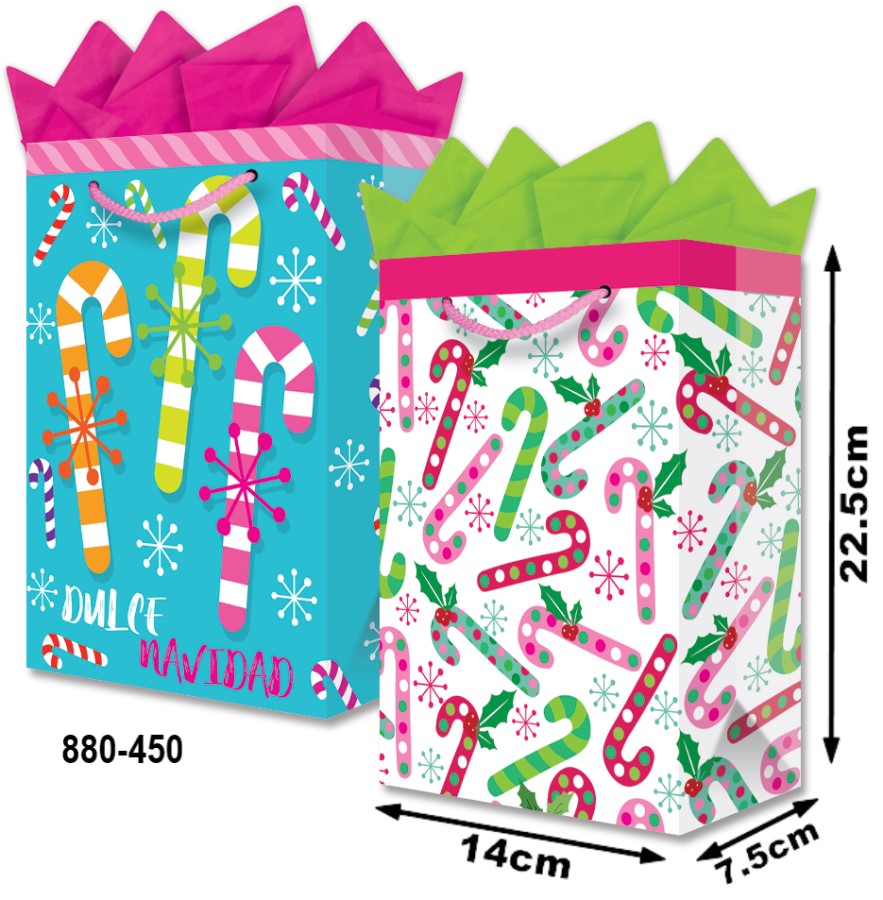 Bolsa p/Regalo Navidad Caramelos Glitter Chica con Aplicación 14×22½+7½ granmark® 880-450/6 Pieza 75