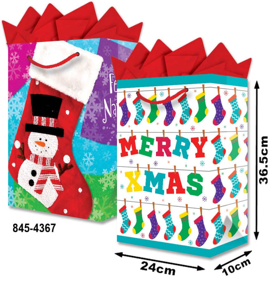 Bolsa p/Regalo Navidad SnowMan / Merry Xmas Grand 24×36½+10 granmark® 845-4367/6 Pieza 751214603968