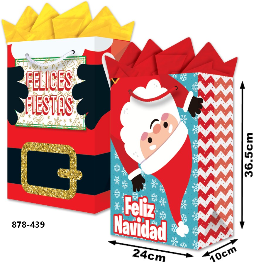 Bolsa p/Regalo Navidad Santa Sorpresa Glitter Grand con Aplicación 24×36½+10 granmark® 878-439/6 Pie