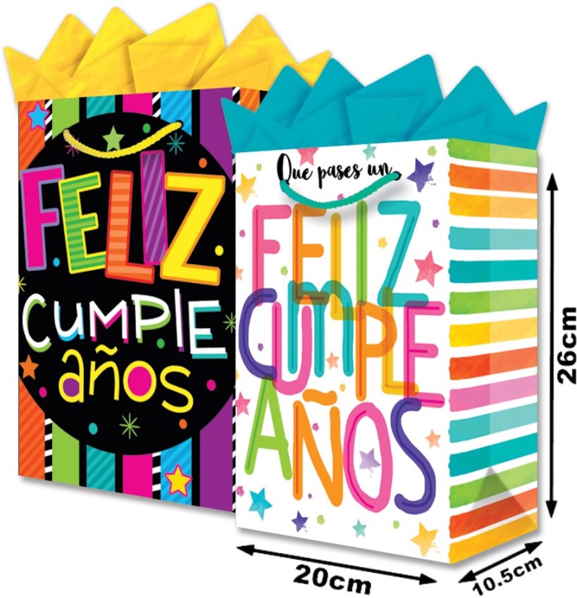 Bolsa p/RegaloTodaOcasión Feliz Cumpleaños Néon Media 20×26+10½ granmark® 846-4430/6 Pieza 751214606