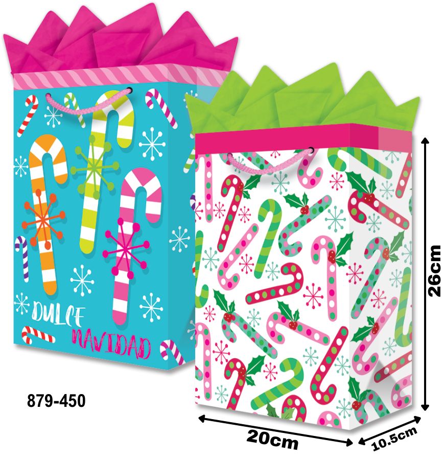 Bolsa p/Regalo Navidad Caramelos Glitter Media con Aplicación 20×26+10½ granmark® 879-450/6 Pieza 75