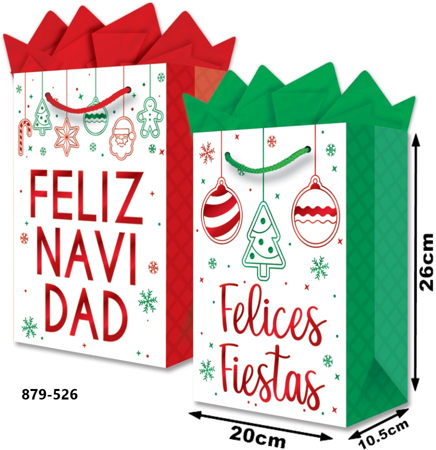 Bolsa p/Regalo Navidad Frase Esferas Foil Media con Aplicación 20×26+10½ granmark® 879-526/6 Pieza 7