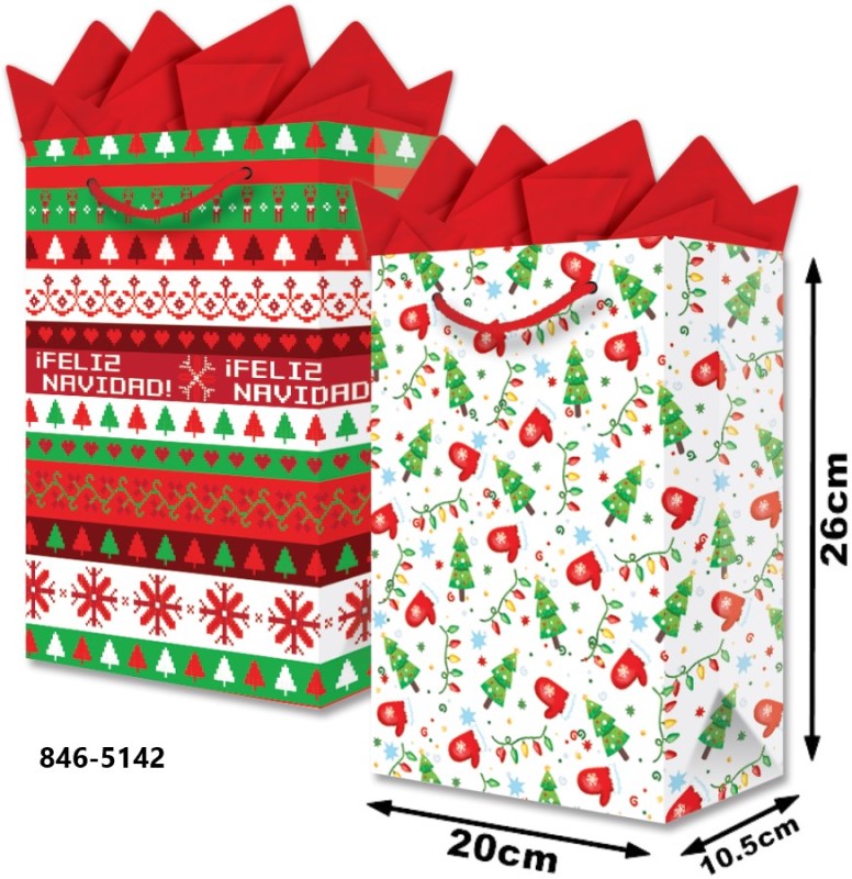 Bolsa p/Regalo Navidad Figuras Navidad Media 20×26+10½ granmark® 846-5142/6 Pieza 751214628886 01
