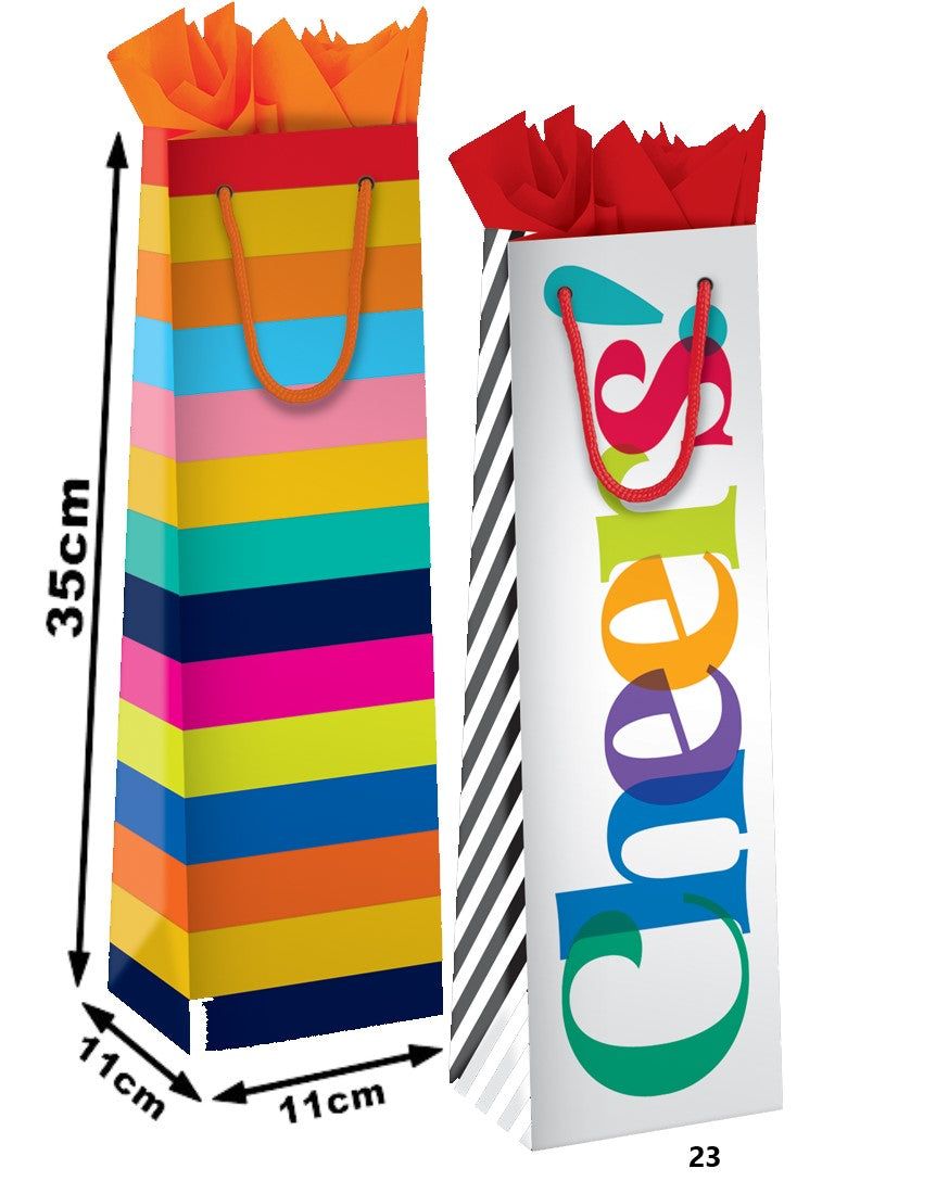 Bolsa p/RegaloTodaOcasión Cheers Vino p/Botella 11×35+11cm granmark® 836-23/6 Pieza 751214662125 01