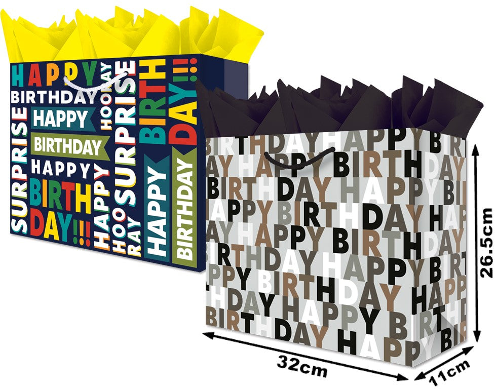 Bolsa p/RegaloTodaOcasión Happy B-Day Grand Boutique 32×26½+11 granmark® 842-6129/6 Pieza 7512146627