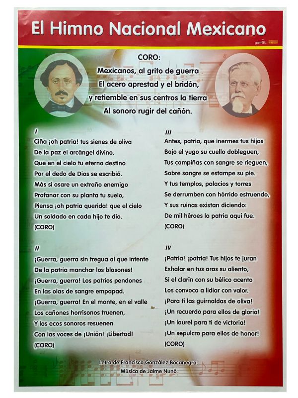 Póster Didáctico Himno Nacional Mexicano 50×70cm granmark® 1345-28 Pieza 751214241894 01