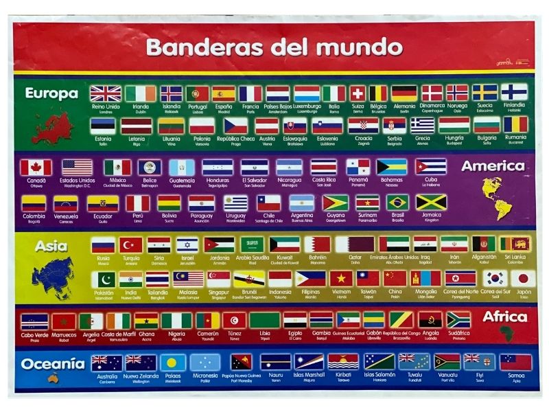 Póster Didáctico Banderas del Mundo 70×50cm granmark® 1345-58 Pieza 751214297020 01