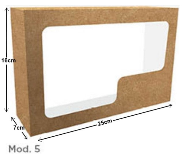 Caja Cartón Lunch Navidad Kraft c/ventana 16×25×7cm granmark® 508/5 Pieza 751214903419 01