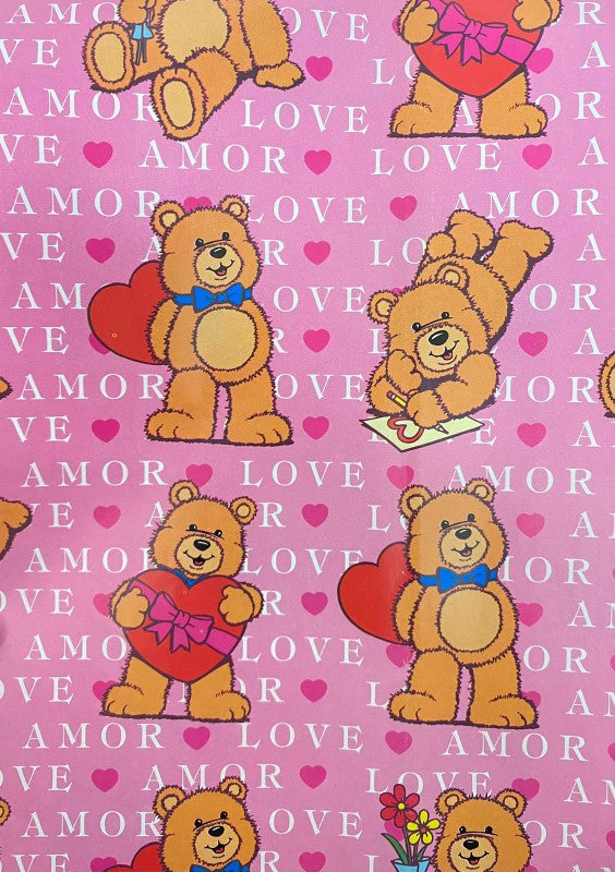 Papel Regalo San Valentin Oso moño azul c/25 50×70cm granmark® 930L [Paquete]