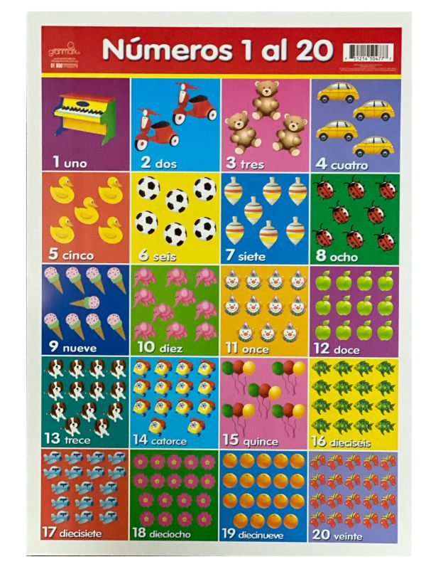 Póster Didáctico Mini Números 1 al 20 25×35cm granmark® 1361-35 Pieza 751214504777 01