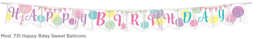 Adorno Toda Ocasión Banderin Happy BDay Sweet Movil c/14 19×14cm 3.5m Colga granmark® 6086/371 [Pieza] 751214799944