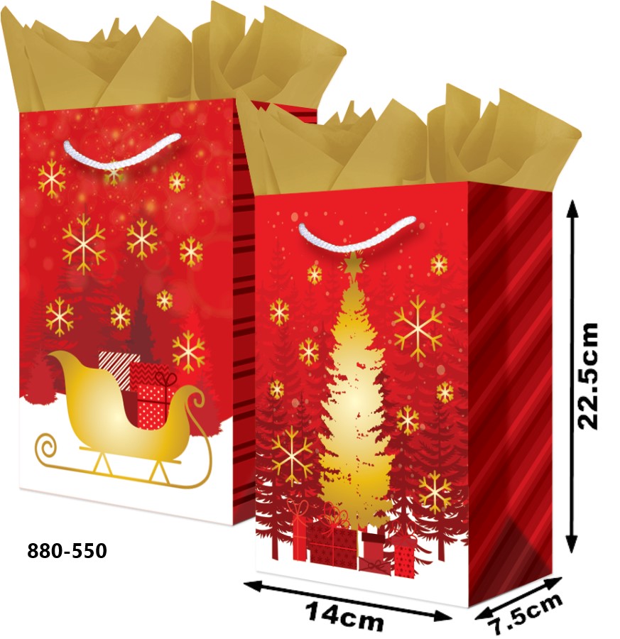 Bolsa p/Regalo Navidad Trineo - Pino Foil Chica con Aplicación 14×22½+7½ granmark® 880-550/6 Pieza 7