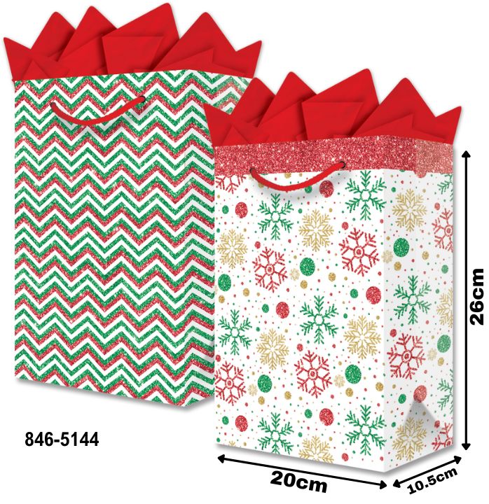 Bolsa p/Regalo Navidad Patrones Navideños Media 20×26+10½ granmark® 846-5144/6 Pieza 751214628947 01