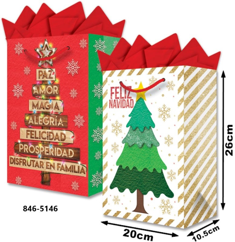 Bolsa p/Regalo Navidad Pinos Media 20×26+10½ granmark® 846-5146/6 Pieza 751214629067 01