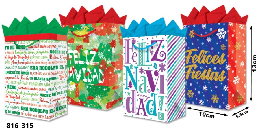 Bolsa p/Regalo Navidad Feliz Navidad Mini 10×13+5cm granmark® 816-315/12 Pieza 751214630841 01
