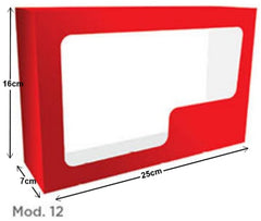 Caja Cartón Lunch Navidad Rojo c/ventana 16×25×7cm granmark® 508/12 Pieza 751214903488 01