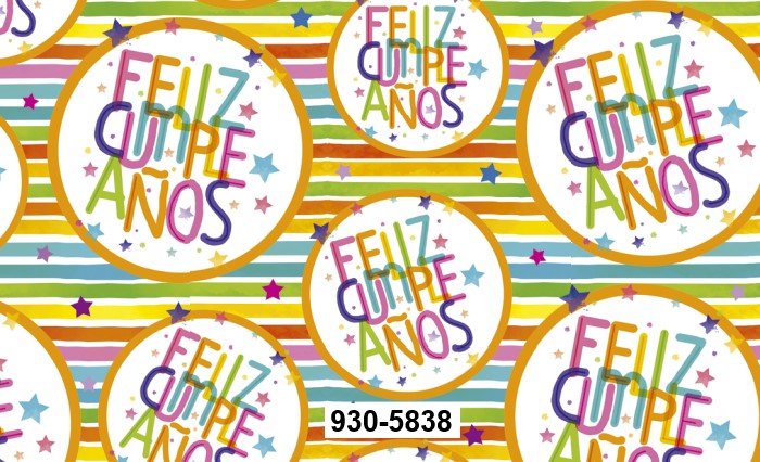 Papel p/Regalo Festejos Feliz Cumpleaños Círculos 70×51.3cm granmark® 930-5838 Hoja 751214155504 01