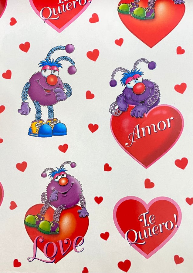 Papel Regalo San Valentin Bichito morado c/25 50×70cm granmark® 1216 [Paquete]