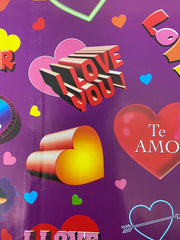 Papel Regalo San Valentin Love fondo morado c/25 50×70cm granmark® 1125 [Paquete]