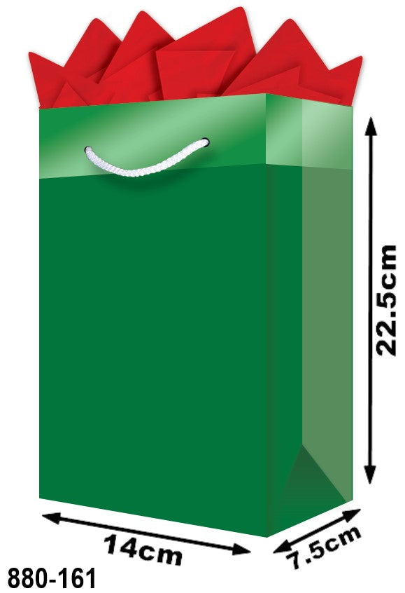 Bolsa p/Regalo Navidad Verde Foil Chica con Aplicación 14×22½+7½ granmark® 880-161/6 Pieza 751214467