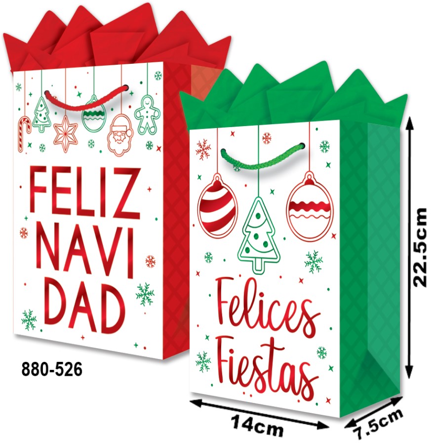 Bolsa p/Regalo Navidad Frase Esferas Foil Chica con Aplicación 14×22½+7½ granmark® 880-526/6 Pieza 7